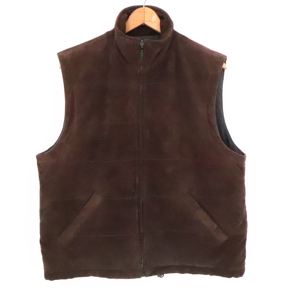 Junction West Brown Suede Vest Mens Utility Outdoor English Country Vtg Size L